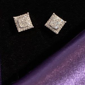 14K WHITE GOLD AND DIAMOND EARRINGS